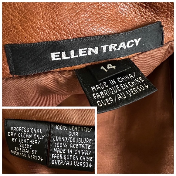 Ellen Tracy Vtg Camel Soft Leather Whipstitch Retro Bohemian Jacket Size 14 - Picture 10 of 13